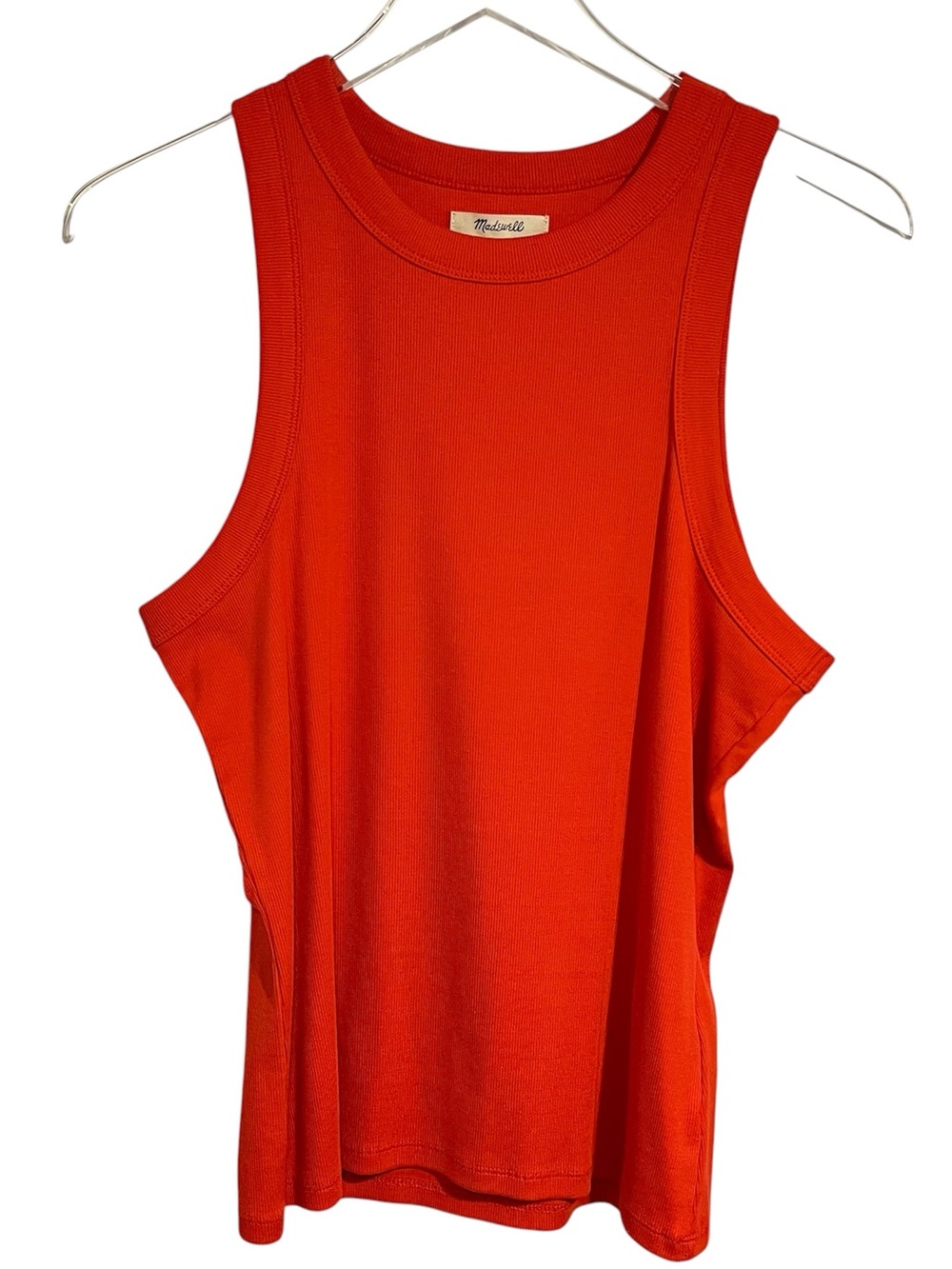 🆕 MADEWELL RED ORANGE FAVORITE TANK TOP COTTON KNIT BRIGHT TOMATO NEW NWT LARGE